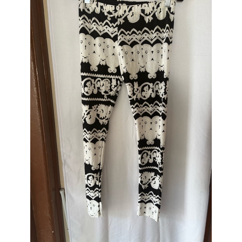 Women's The Vintage Shop Leggings Size L Black White Patterned